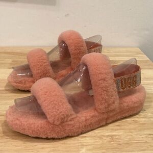 UGG Oh Yeah Bling Women’s Sheepskin Corsl Pink Sandals Sz 9